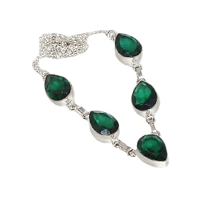 Emerald Quartz Pear Gemstone 925 Silver Necklace - BELLADONNA