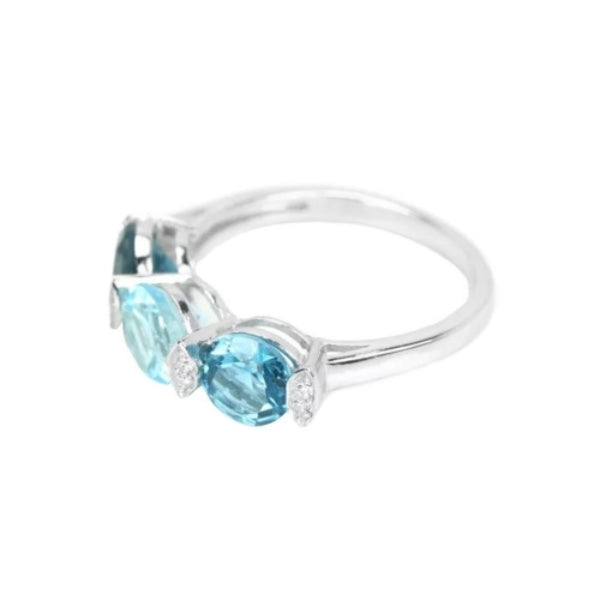 Natural Sky, Swiss and London Topaz, White CZ Gemstone Solid .925 Silver Size 7 - BELLADONNA