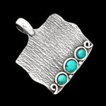 Natural Sleeping Beauty & Copper Turquoise Solid .925 Sterling Silver Pendant - BELLADONNA