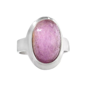 Natural Pink Oval Shape Kunzite Gemstone Solid .925 Silver Ring Size 10 - BELLADONNA