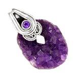 Most Beautiful Natural Purple Amethyst Druzy Heart Gemstone 925 Silver Pendant - BELLADONNA