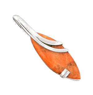 New Arrival- Natural Italian Coral Solid .925 Sterling Silver Pendant - BELLADONNA