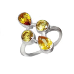6.53 cts Natural Sunny Citrine Pears Solid .925 Silver Ring Size 8 - BELLADONNA