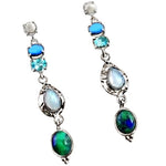 Natural Chrysocolla, Malachite, Opal,Topaz, Azurite, Pearl  Solid .925 Sterling Silver Earrings - BELLADONNA
