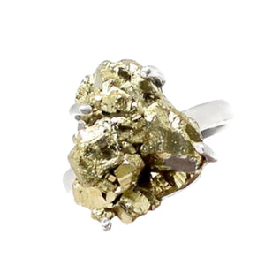 Peruvian Natural Golden Pyrite  Solid .925 Sterling Silver Ring Size 8 - BELLADONNA