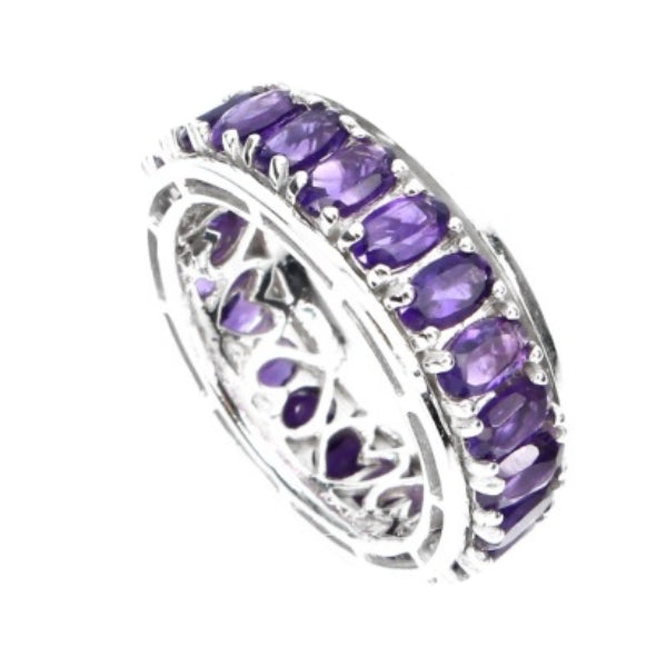 AAA Natural Purple Amethyst Solid .925 Silver Ring Size 8 - BELLADONNA