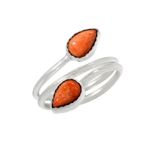 Natural Italian Sponge Coral Solid .925 Sterling Silver Ring Size 8/Q - BELLADONNA