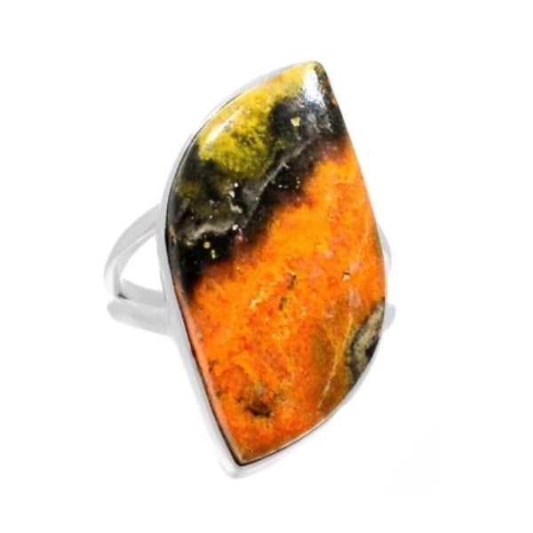 Incredible Indonesian Bumble Bee Jasper Solid .925 Sterling Silver Ring Size 8.5 - BELLADONNA