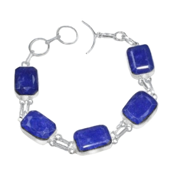 Sapphire Blue Quartz Gemstone .925 Silver Bracelet - BELLADONNA