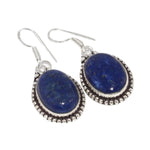 Natural Lapis Lazuli Oval Gemstone .925 Silver Earrings - BELLADONNA