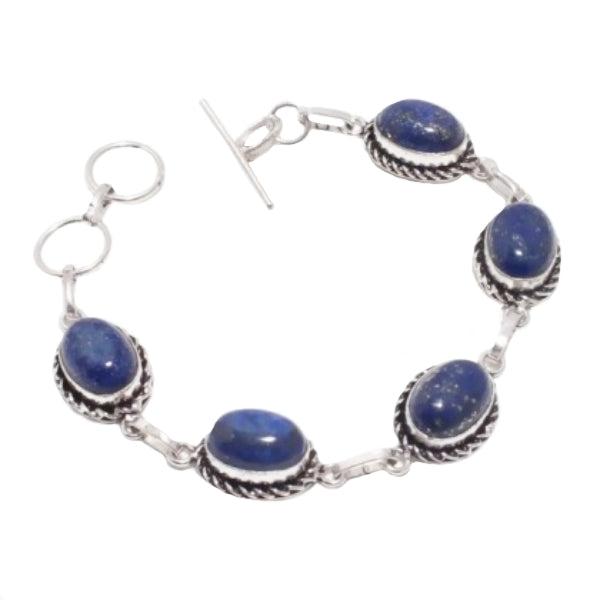 Natural Lapis Lazuli Gemstone .925 Silver Bracelet - BELLADONNA