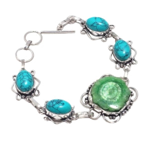 Solar Quartz, Sante Rosa Turquoise Gemstone 925 Silver Bracelet - BELLADONNA