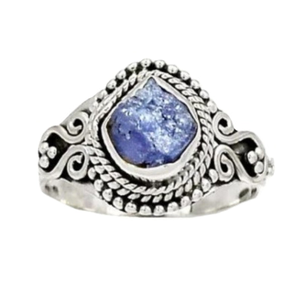 Natural AAA Tanzanite Rough Solid .925 Silver Ring Size 7.5 - BELLADONNA