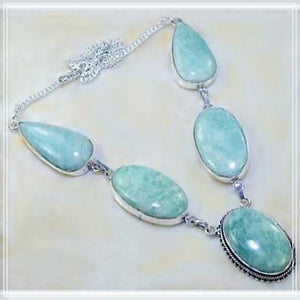 Handmade Aquamarine Gemstone  .925 Sterling Silver Necklace - BELLADONNA