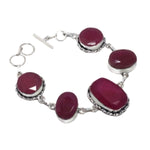 Cherry Ruby Gemstone .925 sterling Silver Bracelet - BELLADONNA