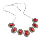 Vibrant Red Turquoise Gemstone Silver Fashion Necklace - BELLADONNA