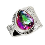 Cts Multi -Colour Rainbow Topaz, Ring In Solid .925 Sterling Silver US Size 8 - BELLADONNA