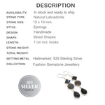 Natural Blue Fire Labradorite 925 Silver Earrings - BELLADONNA