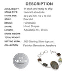 Natural Fiery Labradorite Gemstone .925 Silver Bracelet - BELLADONNA