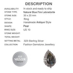 Natural Fiery Labradorite .925 Sterling Silver Ring Size 10 - BELLADONNA
