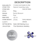 Natural Violet Blue Iolite Gemstone Solid .925 Silver Ring Size US 10 - BELLADONNA
