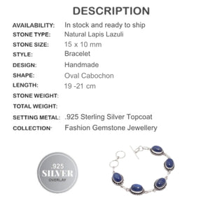 Natural Lapis Lazuli Gemstone .925 Silver Bracelet - BELLADONNA