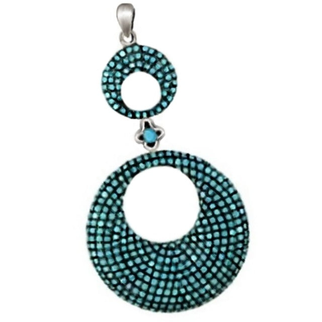 Pave Set AAA Natural Turquoise, Opal Solid .925 Sterling Silver Pendant - BELLADONNA