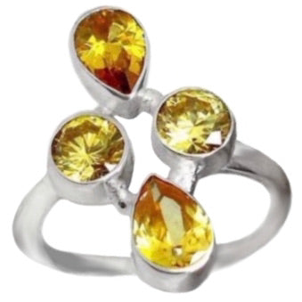 6.53 cts Natural Sunny Citrine Pears Solid .925 Silver Ring Size 8 - BELLADONNA
