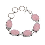 Natural Dusty Pink Agate Druzy Gemstone .925 Silver Bracelet - BELLADONNA