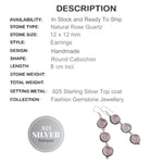 Natural Pink Rose Quartz Long Dangle Earrings .925 Silver Plated - BELLADONNA