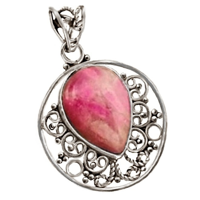 14.04 ct Natural Pink Ruby Zoisite Gemstone .Solid 925 Silver Pendant - BELLADONNA