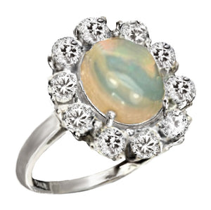 23.94 Cts Authentic Ethiopian Fire Opal Cz Gemstone Solid .925 Sterling Ring Size 7 - BELLADONNA