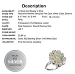 23.94 Cts Authentic Ethiopian Fire Opal Cz Gemstone Solid .925 Sterling Ring Size 7 - BELLADONNA