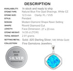 14.55 cts Blue Fire Opal, White Cz Solid.925 Sterling Silver Pendant - BELLADONNA