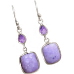 Natural Purple Amethyst, Tiffany Gemstone Solid .925 Sterling Silver Earrings - BELLADONNA