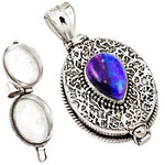 Natural Mohave Copper Purple Turquoise Solid .925 Sterling Silver Locket Pendant - BELLADONNA