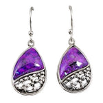 Natural Copper Purple Turquoise Gemstones Solid .925 Silver Sterling Earrings - BELLADONNA
