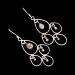 Spectacular Two Tone Natural Herkimer Solid Sterling Silver Dangling Earrings - BELLADONNA