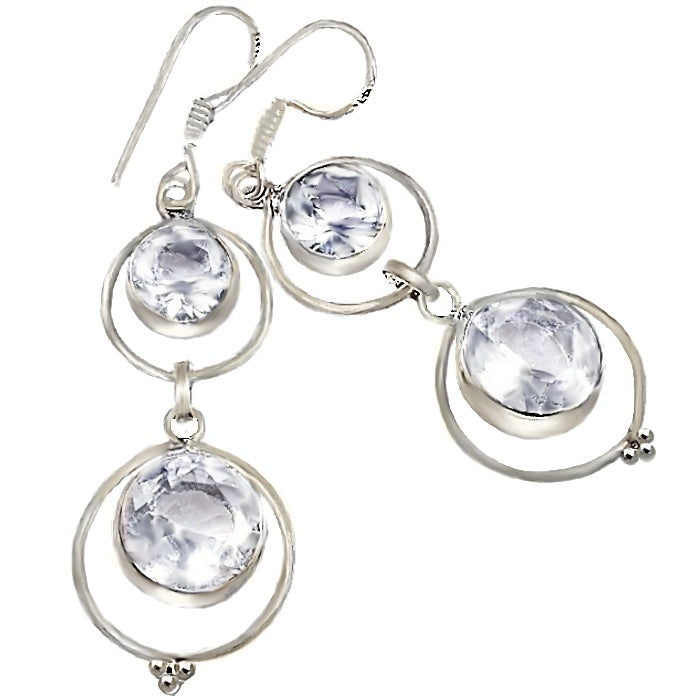 Handmade Clear Quartz Gemstone .925 Sterling Silver Earrings - BELLADONNA