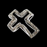 Marcasite Cross With Modern Attractive Design Solid .925 Sterling Silver - BELLADONNA