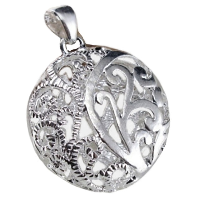Dainty 3D Hollow Scrollwork .925 Silver Pendant with free chain - BELLADONNA