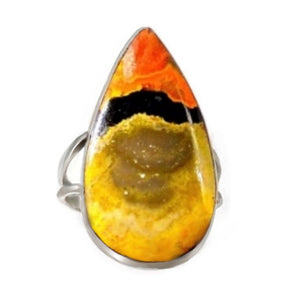 Incredible Indonesian Bumble Bee Jasper Solid .925 Sterling Silver Ring Size 8.5 - BELLADONNA
