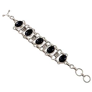 Handmade Natural Black Onyx Cabochons Gemstone .925 Silver Bracelet - BELLADONNA