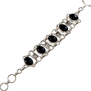 Handmade Natural Black Onyx Cabochons Gemstone .925 Silver Bracelet - BELLADONNA