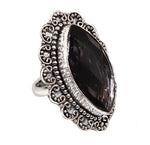 Large Handmade Black Spinel Gemstone .925 Silver Ring Size 10 - BELLADONNA