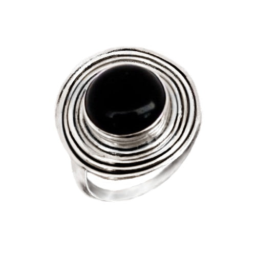 4.66cts Natural Black Onyx Solid .925 Sterling Silver Ring Size 7 - BELLADONNA