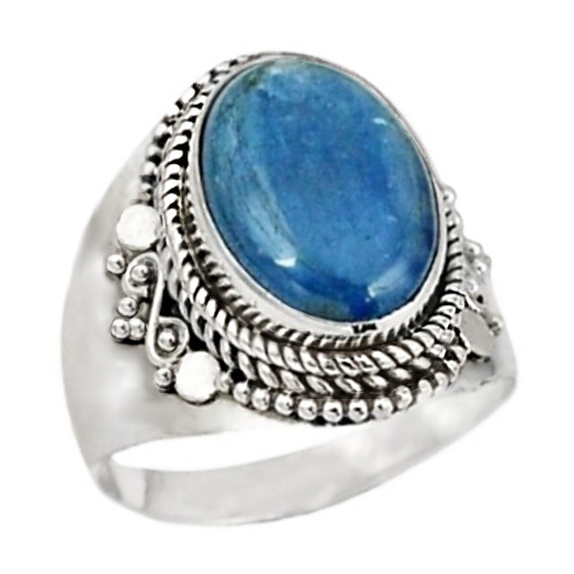 6.68 ct Natural Blue Kyanite Gemstone Solid .925 Sterling Silver Ring Size 9 - BELLADONNA