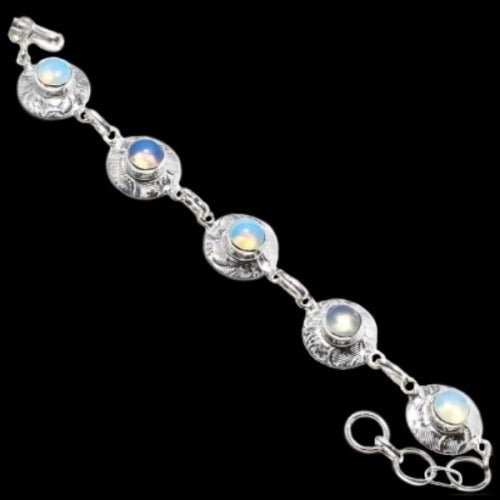 Dainty Opalite Buttons .925 Silver Bracelet - BELLADONNA