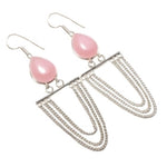 Trendy Feminine Pink Chalcedony .925 Silver Earrings - BELLADONNA