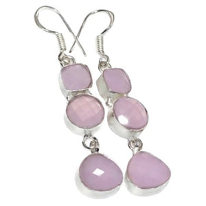 Faceted Pink Chalcedony .925 Silver Earrings - BELLADONNA